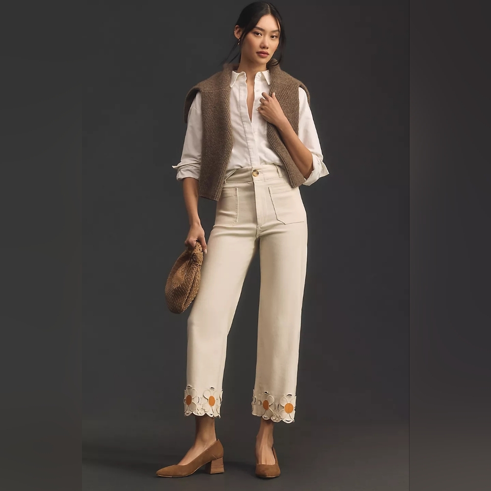 OPEN TO OFFERS Anthropologie Colette Denim Cropped Wide-Leg Jeans Size 26